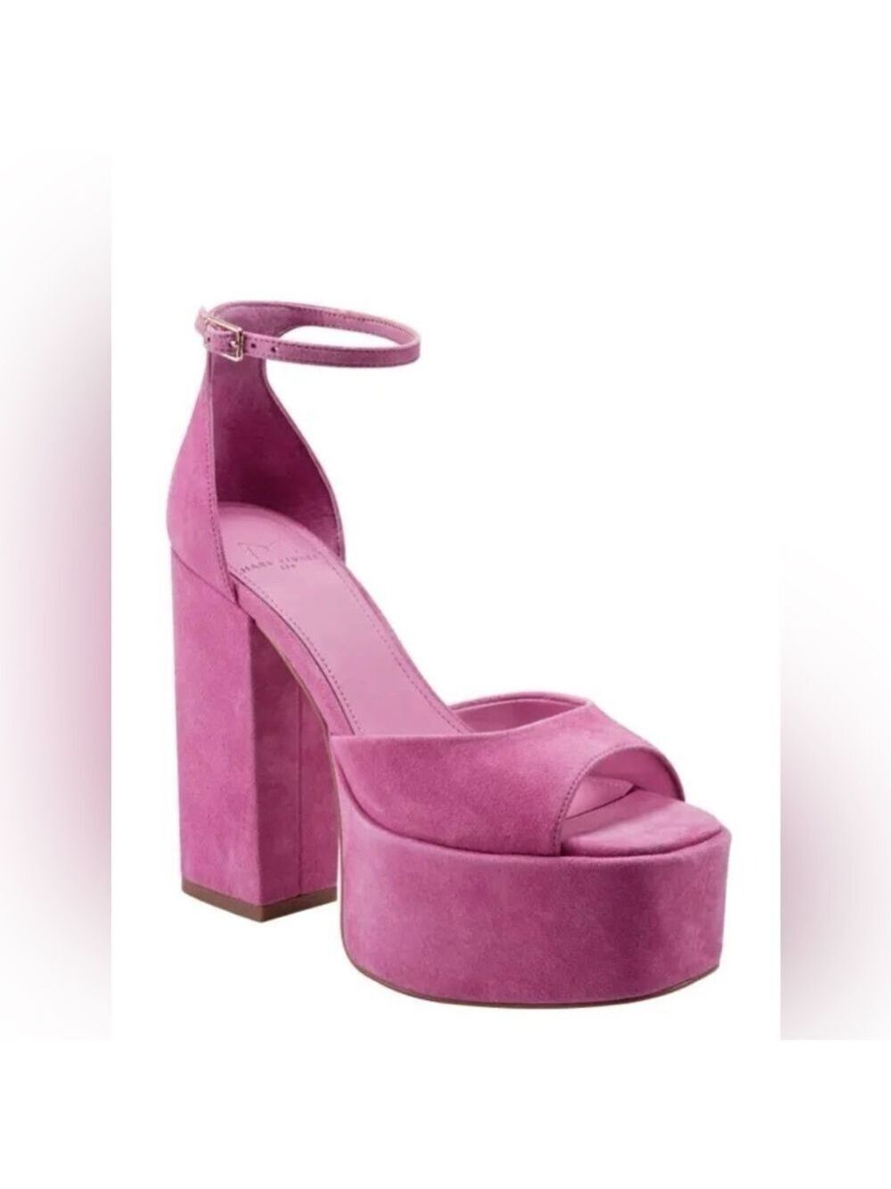 Marc Fisher Della Ankle Strap Suede Platform Sandals in Pink